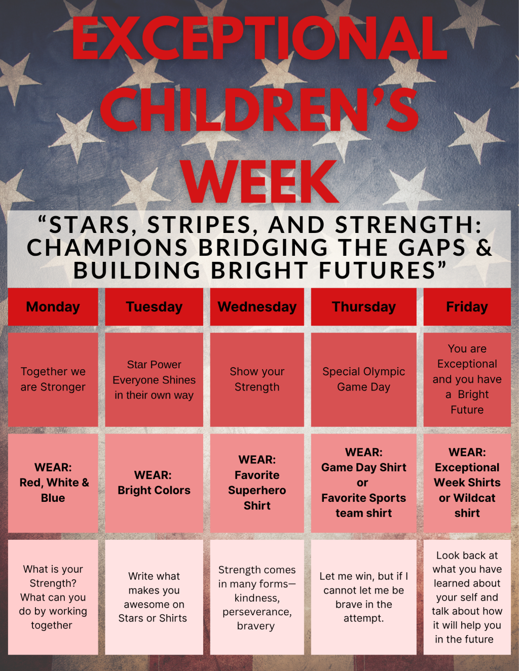 RCES has Exceptional Children's Week next week.